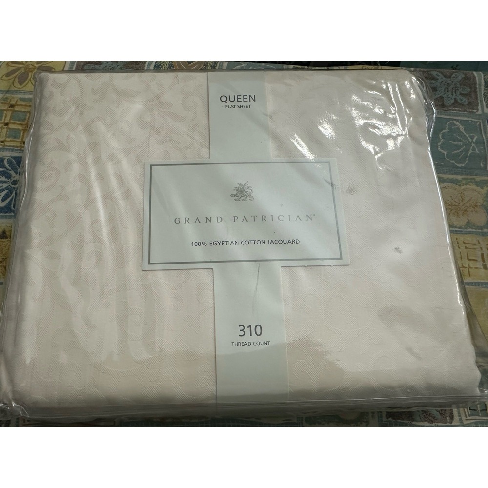 Grand patrician Egyptian Cotton  310 Thread Ct USA Vintage queen flat sheet